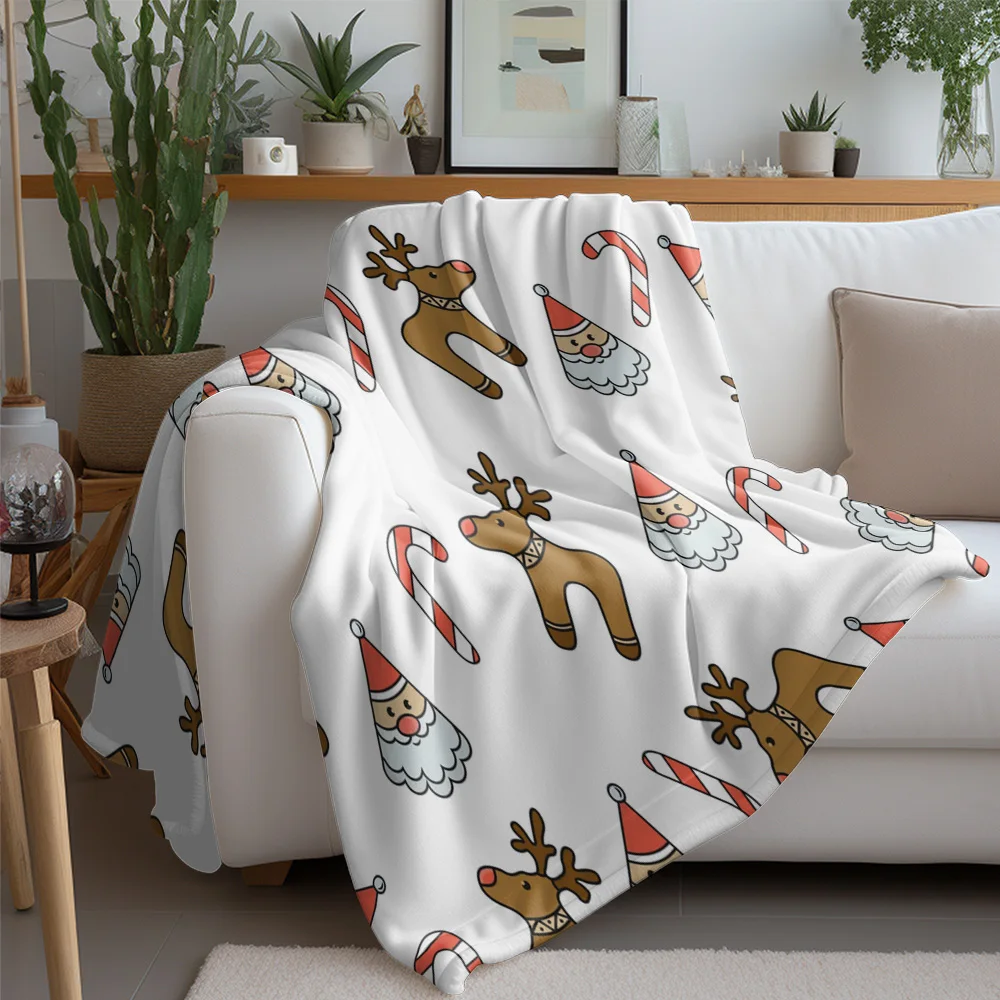 TU Cozy Christmas Throw Blanket Soft Plush Flannel Fleece Blanket Warm Winter Decor Gift Holiday Home Bedding Shaggy Throw