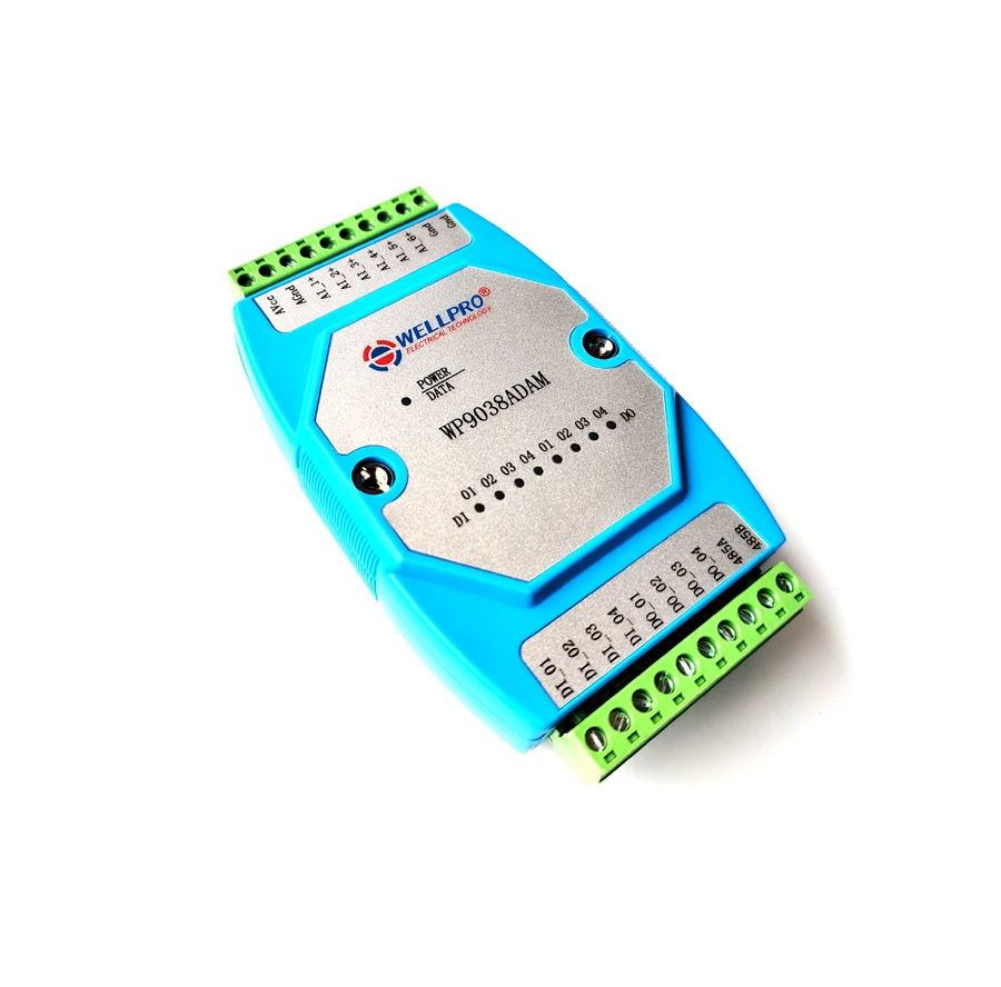 6AI 4DI 4DO 0-20MA 4-20MA entrée module d'entrée et de sortie numérique RS485 MODBUS RTU communication WP9038ADAM WELLPRO