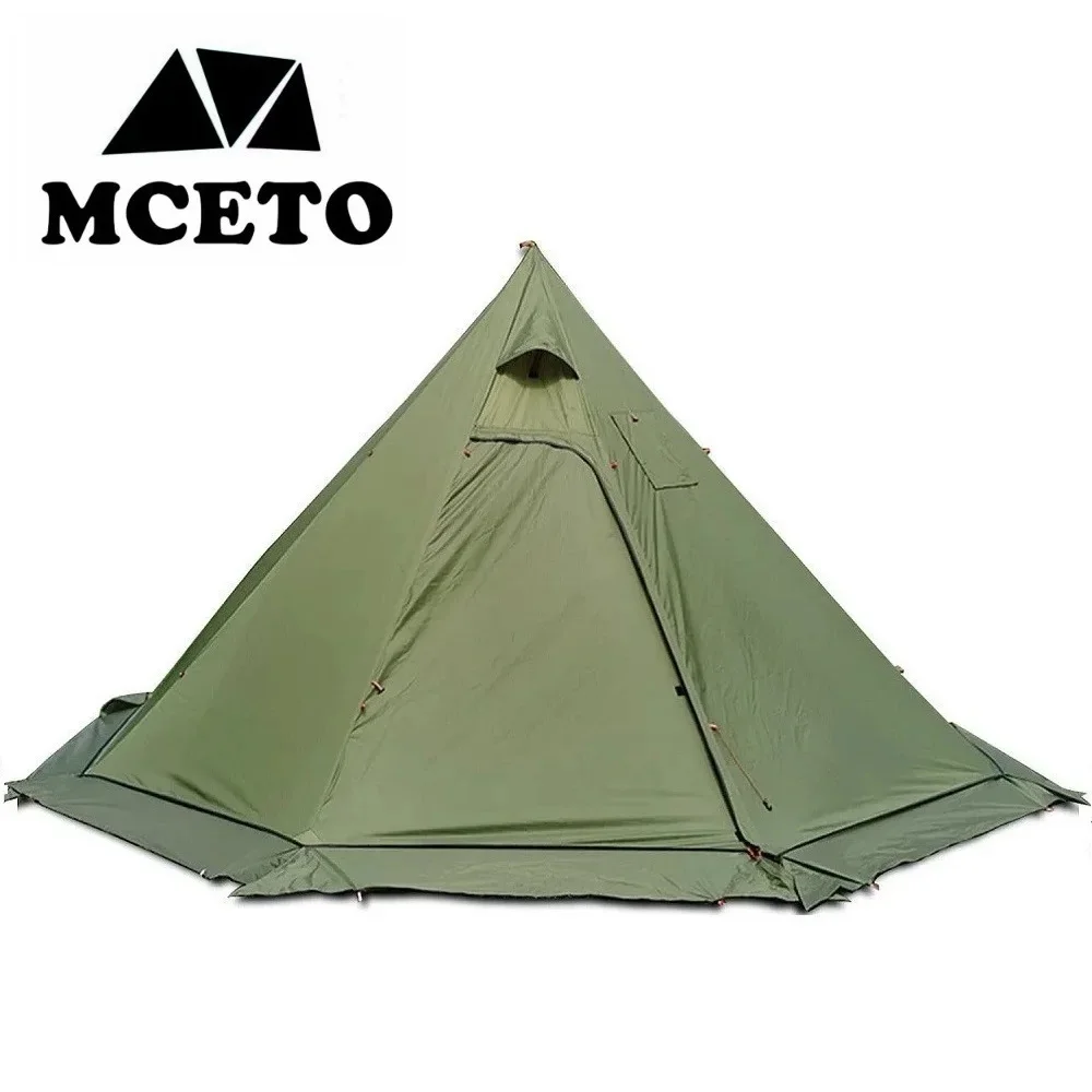 2024 New Pyramid Tent With Snow Skirt Ultralight Outdoor Camping Teepee With A Chimney Hole For Cooking Travel Backpacking Tent