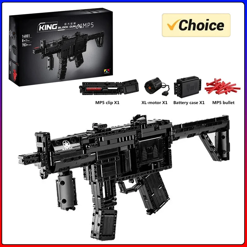 Mould King 14001 Military Series Building Block Gun Series MP5 Submachine Gun Toy Sustainable Shooting Boys Adult Christmas Gift