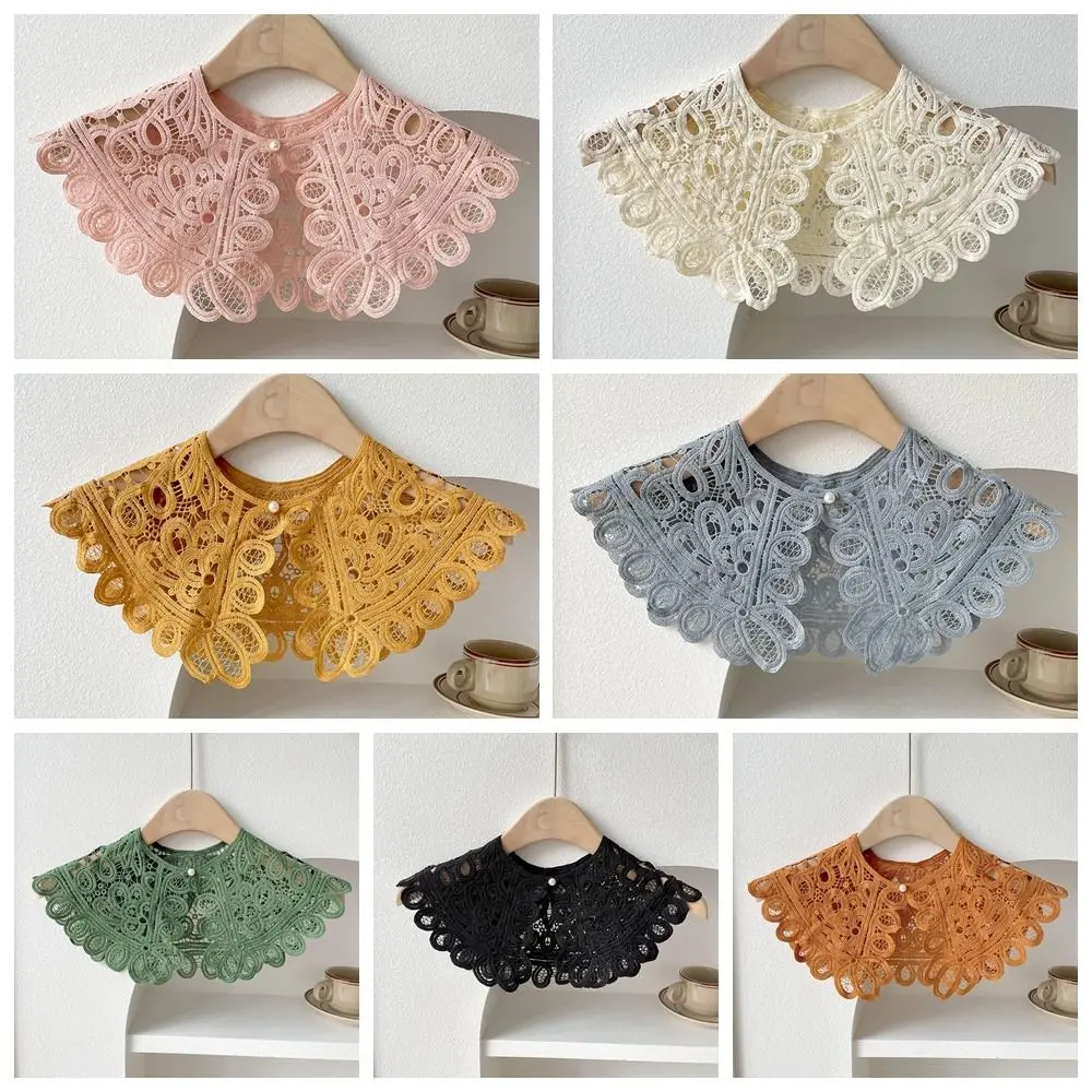 Collar Lace Fake Collar Dress Decorative Shoulder Pearl Decoration Shirt Collar Round Neck Detachable Knitted Shawl
