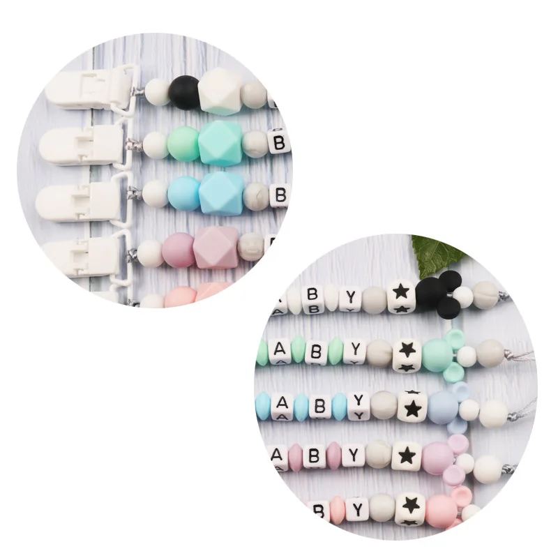 Baby Pacifier Clips DIY Personalized Name Cartoon Dummy Nipples Holder Clip Chain Infant Feeding Accessories Custom Teething Toy