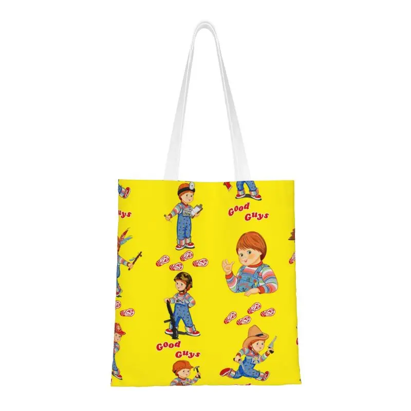 

Cute Good Guys Child's Play Chucky Shopping Tote Bag Reusable Groceries Canvas Shoulder Shopper Bag