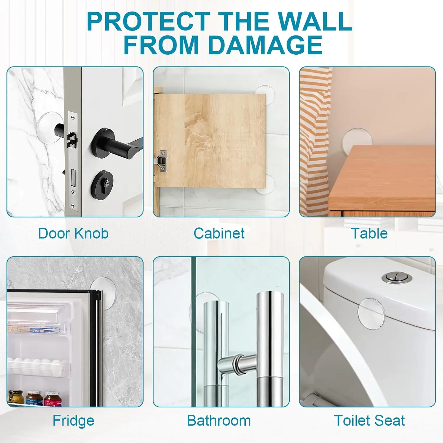 Multi Functional Door Handle Wall Protector, Transparent Self-Adhesive Silicone for Home/Office, Quiet and Shock-Absorbing