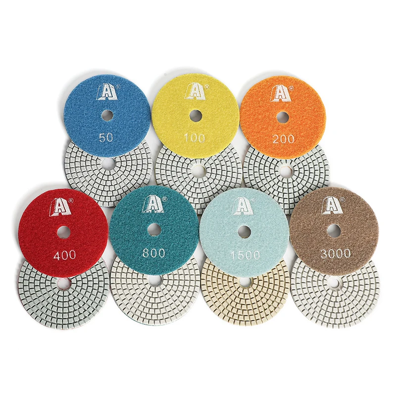 Imagem -02 - Diamante Wet Polishing Pads Kit para Moer Pedra de Granito Polimento de Mármore Concreto Usar Discos de Moagem Grupo 16 Pcs Pol 100 mm