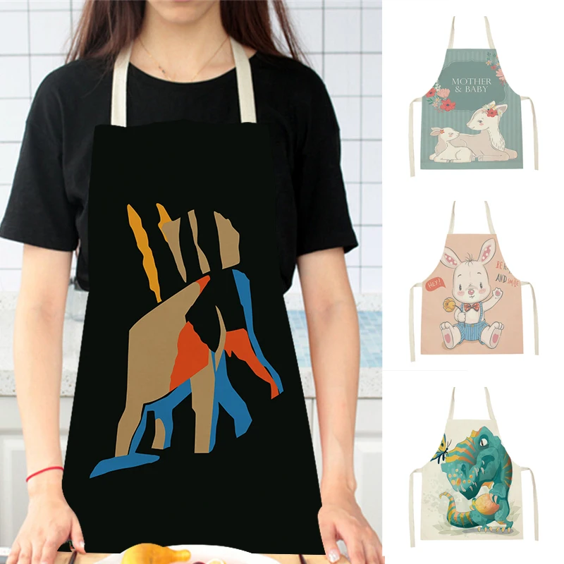 Animal Monkey Elephant Cooking Bibs Animal Cleaning Kitchen Aprons Home Accessory Cleaning Tools Funny Apron for Women