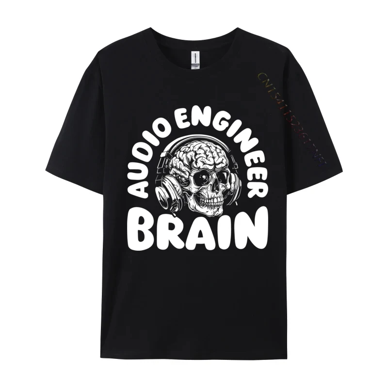 Audio Engineer Skull Sound Studio Audio Engineer Brain Camisa Normal Cotton Fabric Men Tops T Shirt Custom T-Shirt Brand T-Shirt