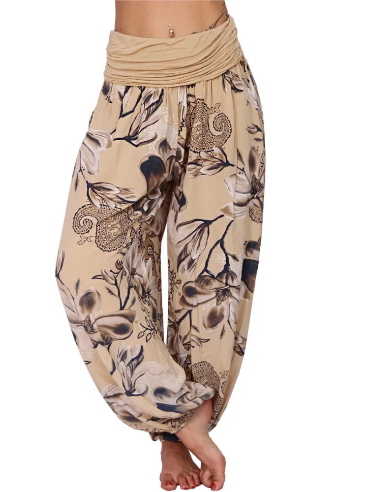 Woman's Fashion Flowers Print Harem Pant Spring Autumn Casual Wide Leg Pants Loose Design Ladies Comfortable Versatile Clothing