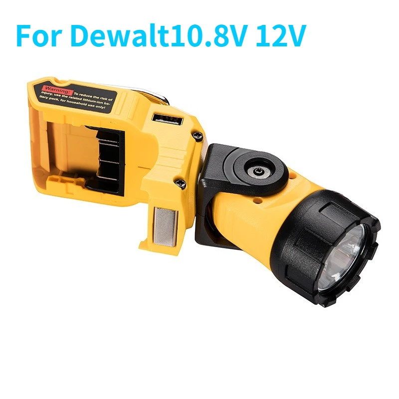 

Фонарик светодиодный рабочий свет для Dewalt 10,8 В-12 В литий-ионный аккумулятор DCB124 DCB120 DCB123 перезаряжаемый вращающийся фонарик для улицы
