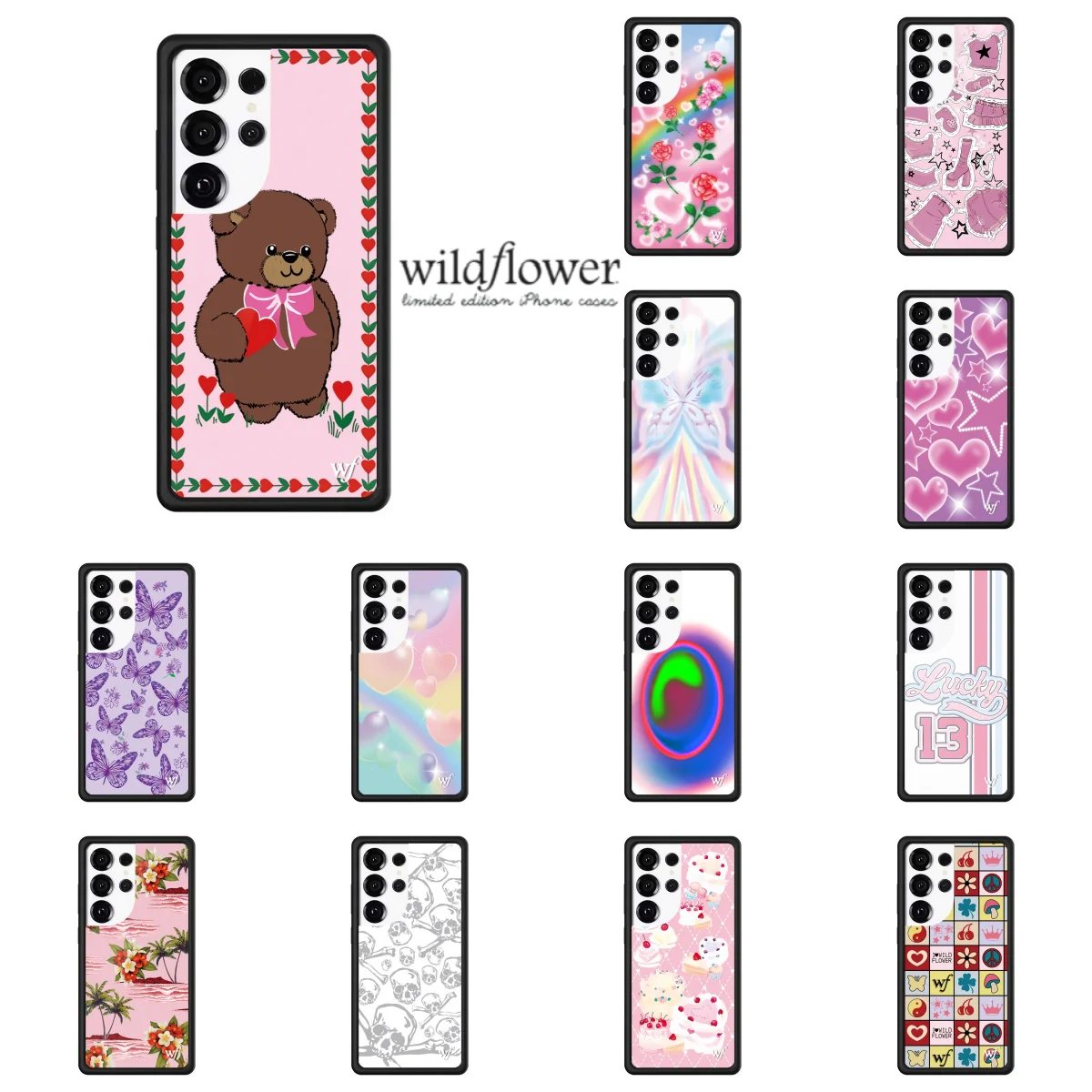 Wildflower Phone Case for Samsung Galaxy S23ultra S25Ultra S24ultra skull Cake Lucky Butterfly Lucky 13 shockproof Cover Funda
