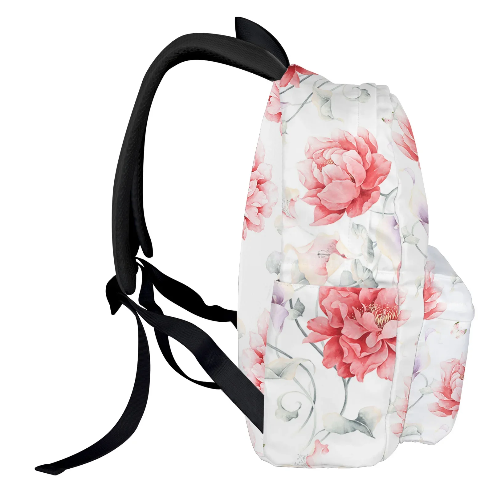 Imagem -02 - Mochila Retro Aquarela Vermelha Flores Bolsa para Laptop para Adolescentes Mochilas Escolares Estudantis Bolsa de Viagem Casual Feminina