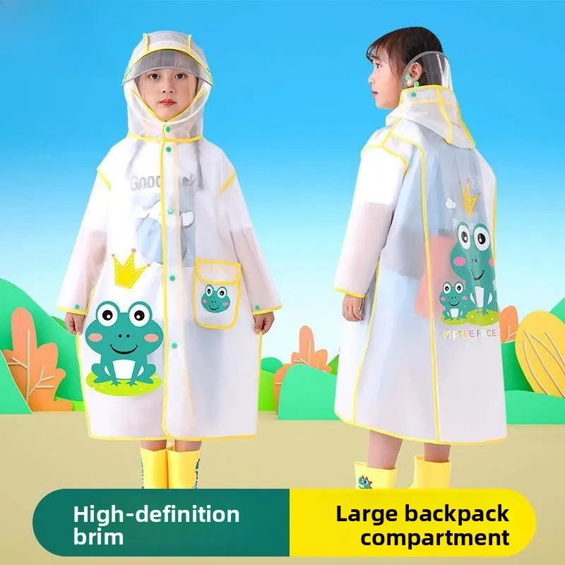 

Children's Raincoat School Bag Position Large Brim Raincoat Outdoor Hiking Student School Raincoat Girls Boys Backpack Position