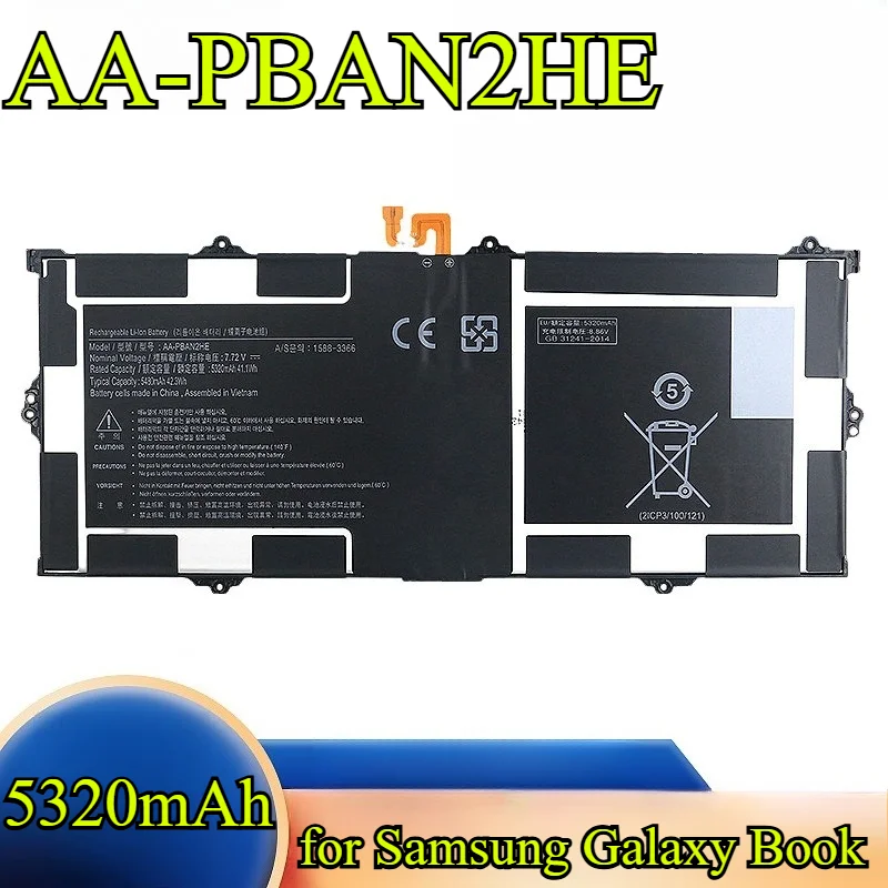 

Сменный аккумулятор большой емкости 5320 мАч AA-PBAN2HE для Samsung Galaxy Book Go Premium, литий-полимерный аккумулятор с интеллектуальным управлением питанием