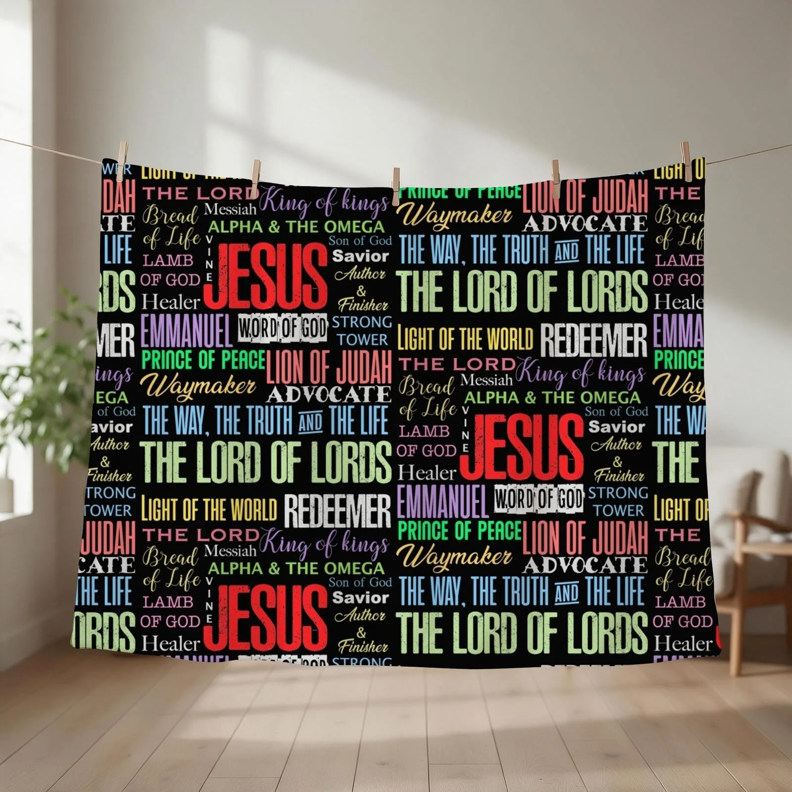 Names of God Lord Jesus Christ - Bible Verse Christian Gifts Store Throw Blanket