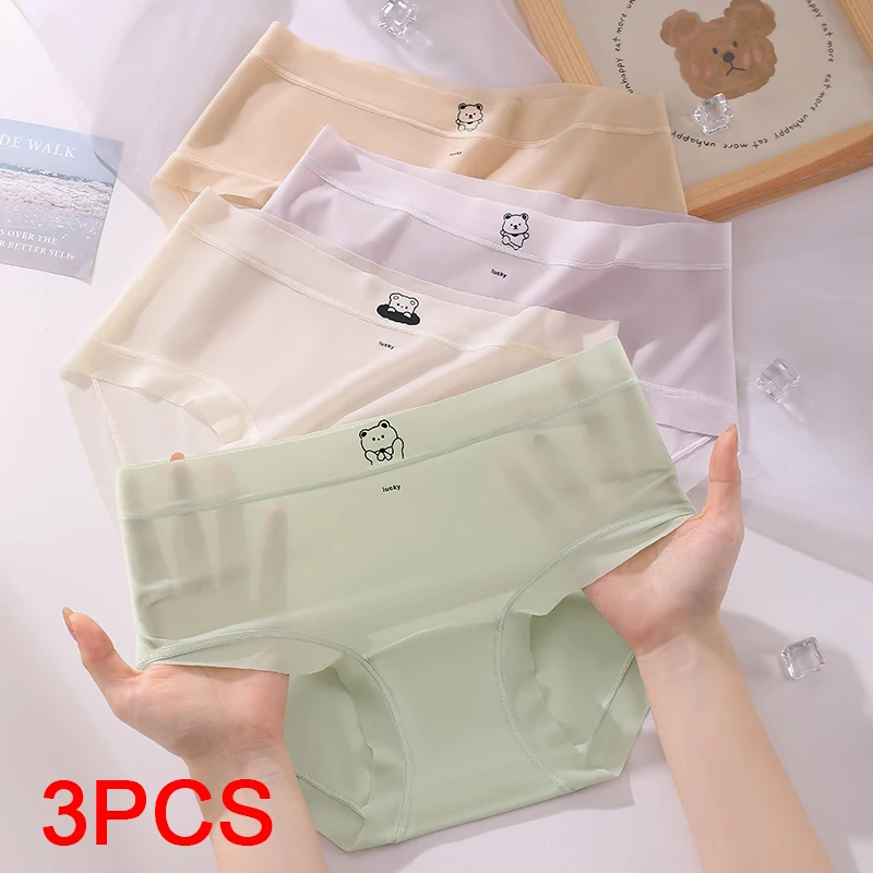 Underpants Women Underwear Lady Ice Silk Fashion Briefs Panties Women Women's Panties Set Pack Lingerie Sexy Micro Triangular