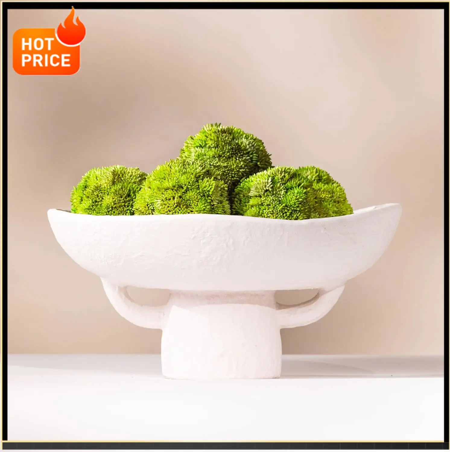 

Бестселлер: Роскошный набор из белой текстурированной керамической чаши и зеленых растений, декоративная чаша на подставке 12,5x10,5 дюймов, с 6 зелеными суккулентами
