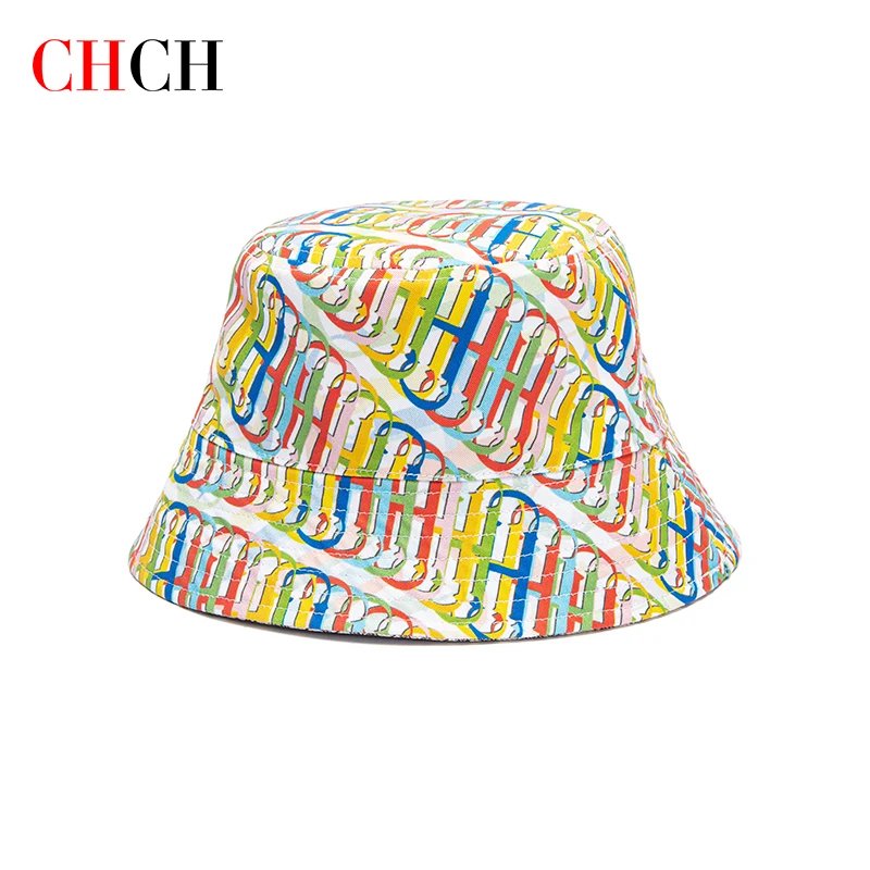 CHCH Fashion New Vintage Letter Printing Unisex Hat Casual Beach Holiday Bucket Hat