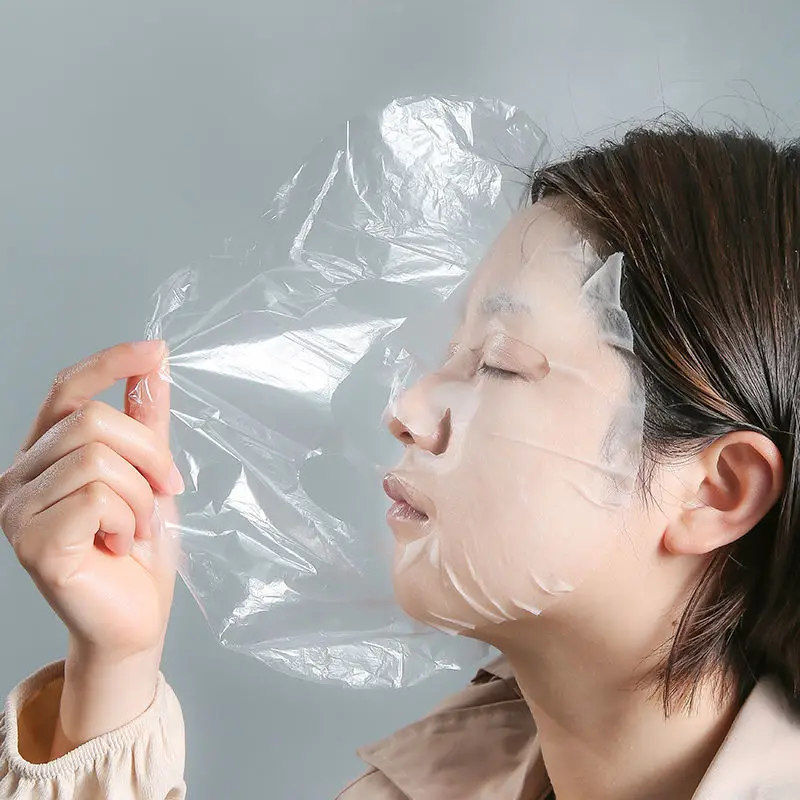 Kits desechables de película plástica para la cara, envoltura DIY de cara completa, herramienta saludable de belleza Facial, máscara limpiadora, máscaras de PE transparentes de papel