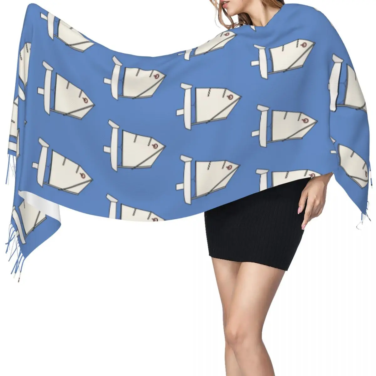 

Оптимистический шарф-парусник, шарфы с кисточками, женские мягкие теплые шали и накидки, большая осенне-зимняя шаль
