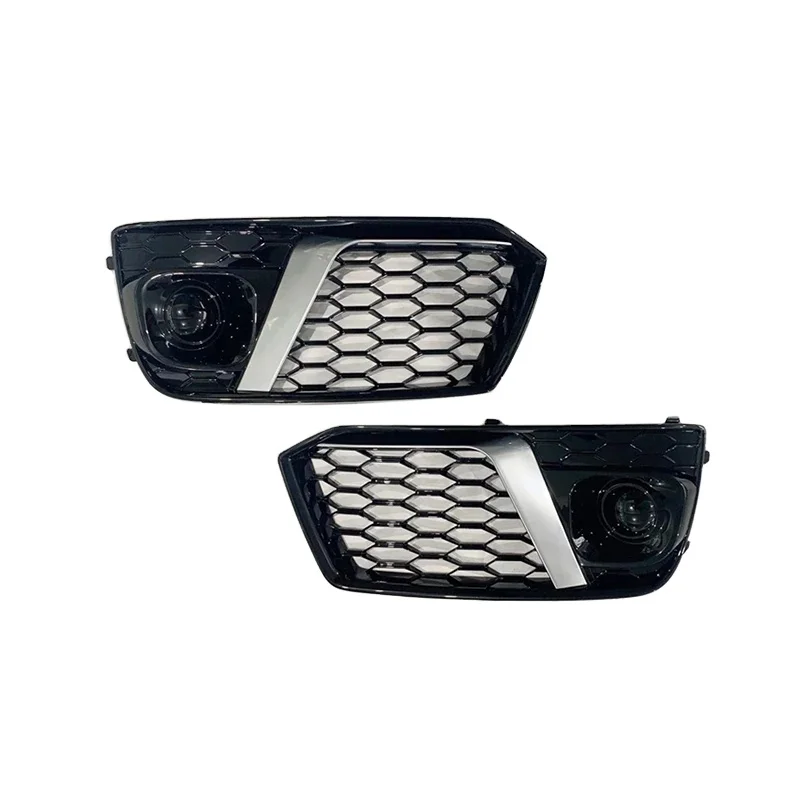 Front Bumper Fog Lamp Grille ABS Gloss Black Fog Lamp Grille with ACC radar Sensor for Audi Q5 Q5L 2018 2019 2020 2021