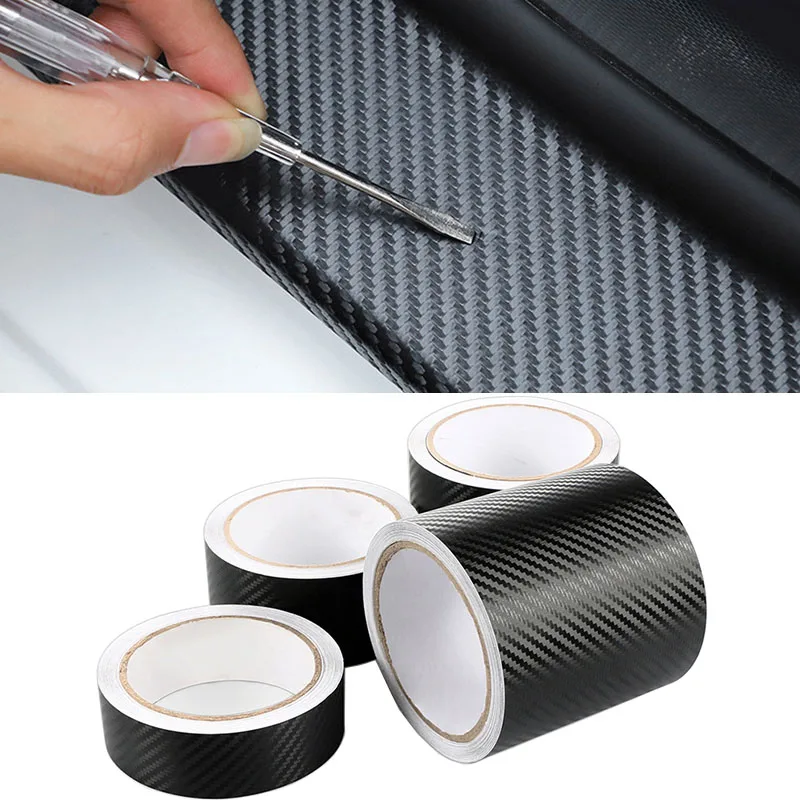 5M Car Stickers Bumper Sticker Protector Car Door Sill Stickers Carbon Fiber Rubber Body Tape Anti Scratch Scuff Protective Film