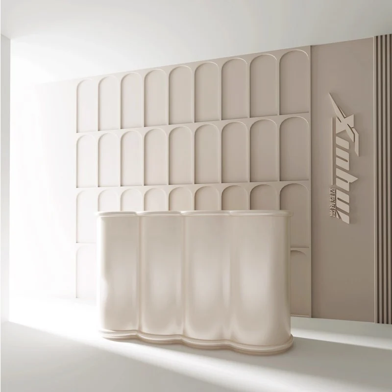*Modern Minimalist Lacquered Reception Desk Curved Bar Counter Company Front Desk for Hotel Dental Hospital Beauty Salon