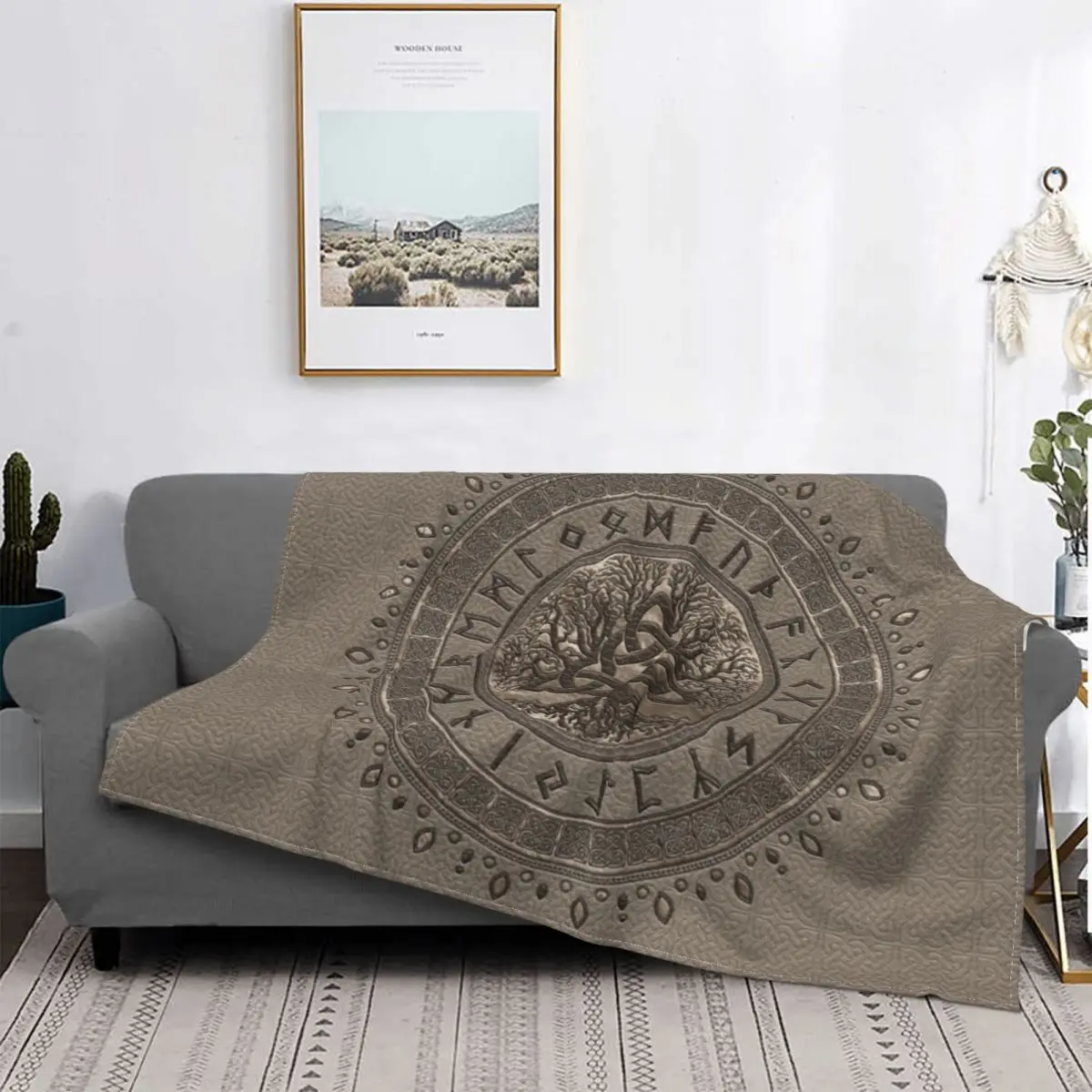 

Tree Of Life With Triquetra Blankets Warm Flannel Viking Norse Yggdrasil Throw Blanket for Bedding Couch Bedspread