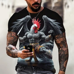 3D Print Men's T shirts Loose Fit Creative Animal Graphic Rooster Hero Print T shirt For Men Funny Fashion Men's Clothing Summer