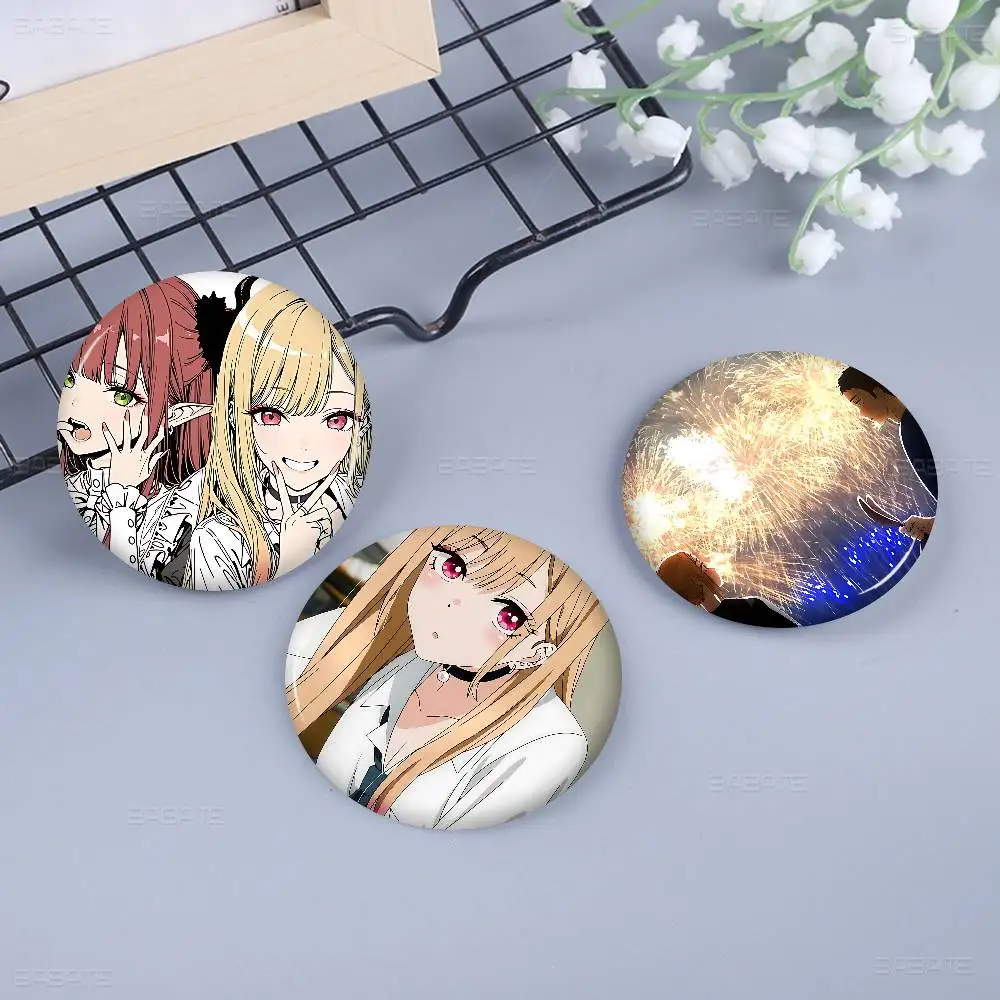 My Dress Up Darling Anime Creative Pins Funny Round Snap-in Brooch Badge Backpack Hat Accessories Jewelry Gifts for Friend