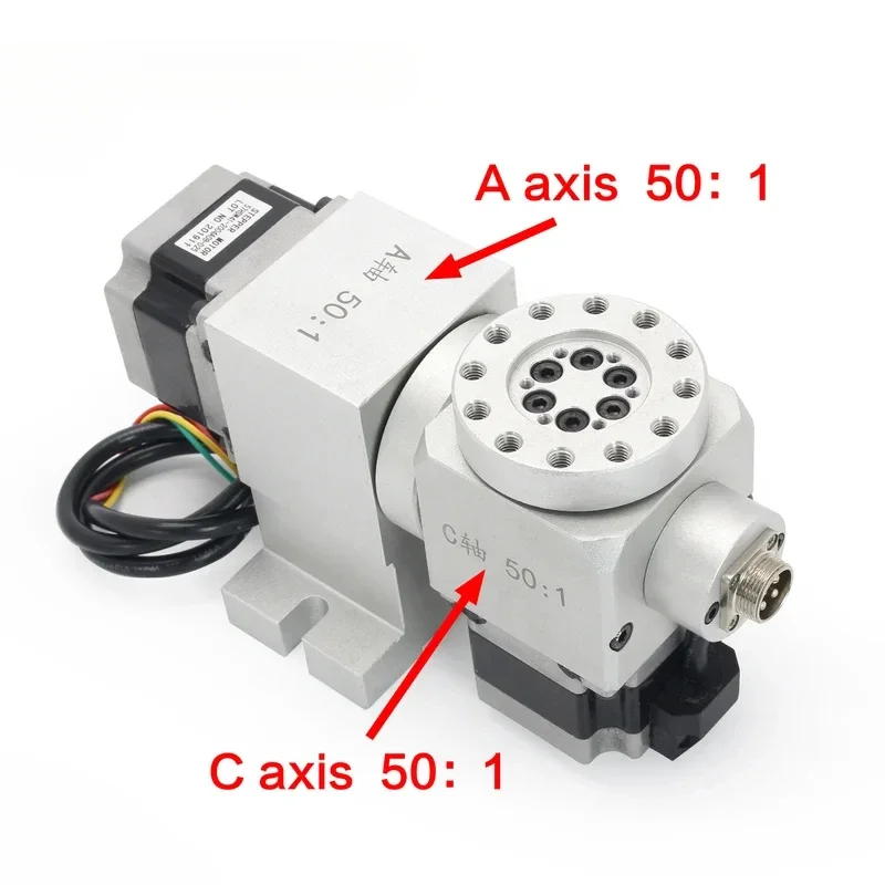 Harmonic Drive Reducer CNC 4th 5th A B Rotary Axis Speed Reducing Ratio 50:1 5 Axis NEMA23 Stepper Motor for CNC Milling Machine