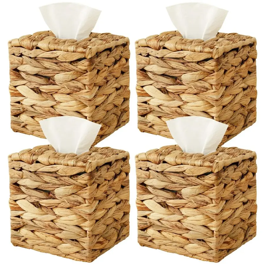 

Tissue Box Cover Decorative Woven Tissue Holder Aesthetic Facial Paper Box Cover Square Facial Napkin Holder Portable for Table