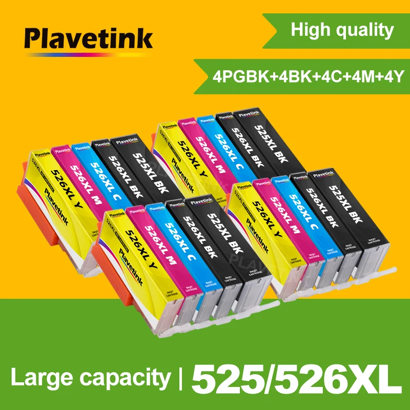 

Plavetink 4Set PGI525 PGI-525 CLI-526 PGI 525 CLI 526 For Canon Ink Cartridge For Canon PIXMA iP4850 iP4950 MG5150 MG5250 MG6150