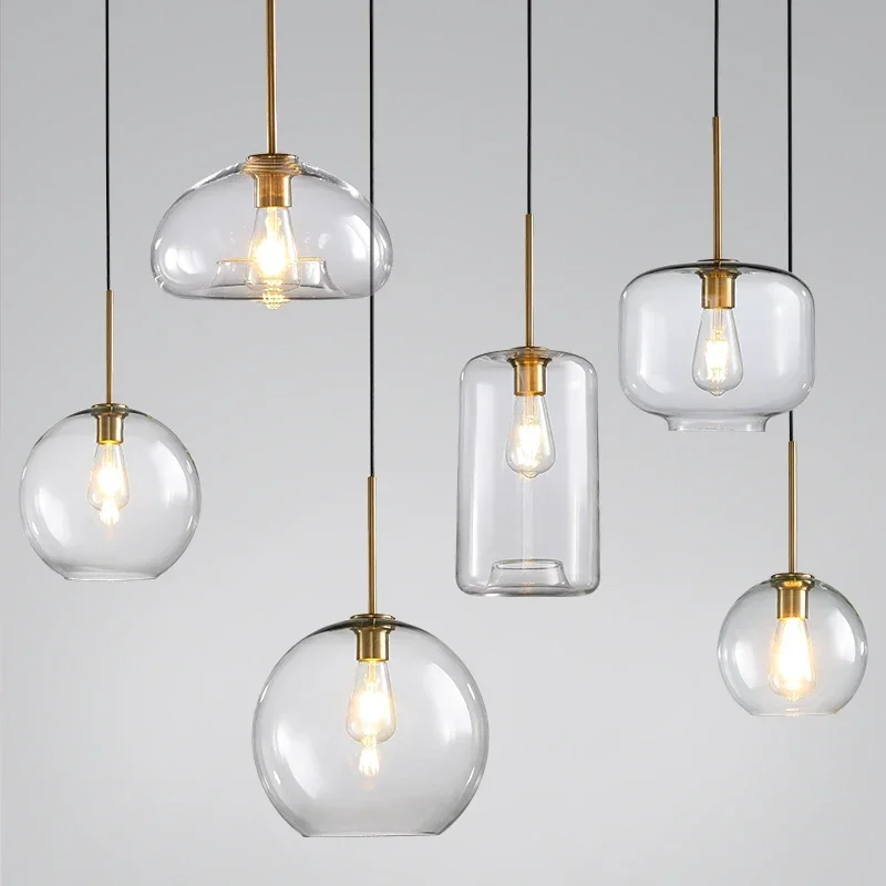 

Modern LED Glass hanging loft lustre Pendant Light industrial decor Lights Fixtures E27/E26 for Kitchen Restaurant Lamp