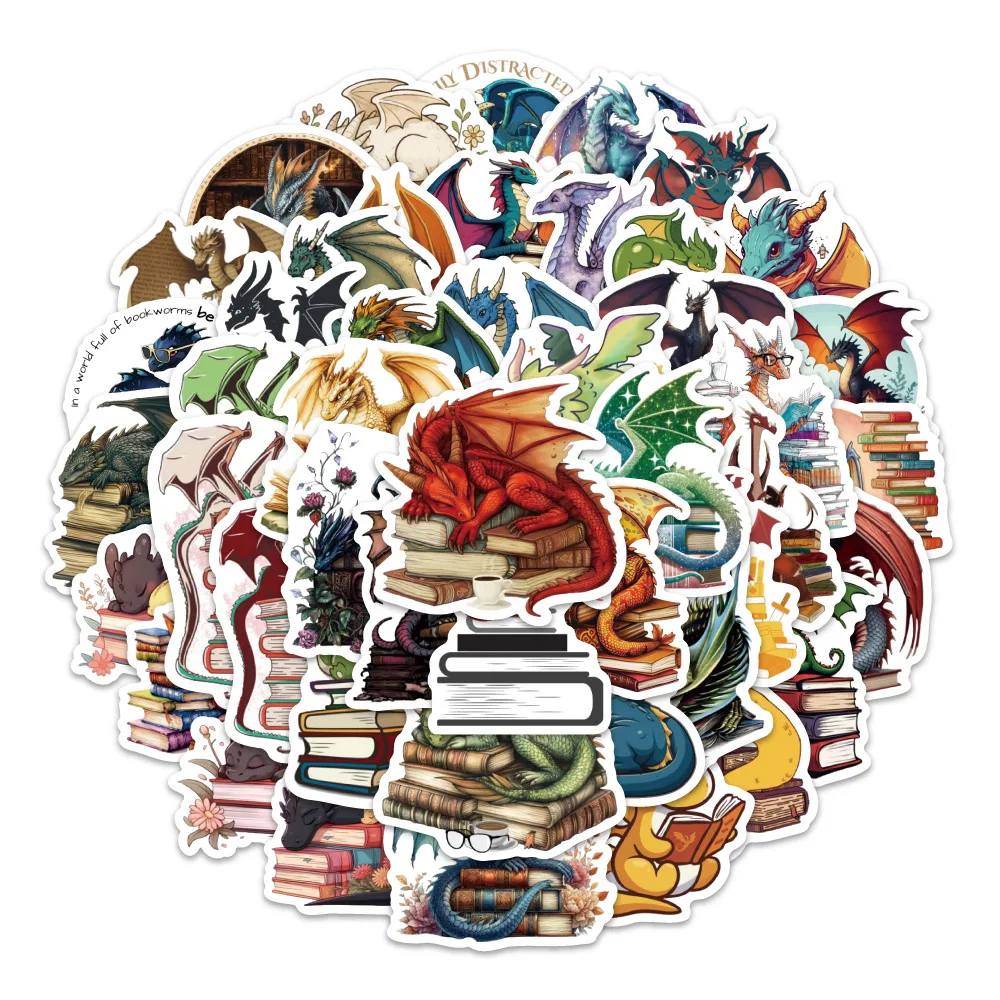 50PCS Bibliothekar Drachen Cartoon Bild Graffiti Dekorative Koffer Wasser Tasse Skateboard Gitarre Wasserdichte Aufkleber Kinder Spielzeug