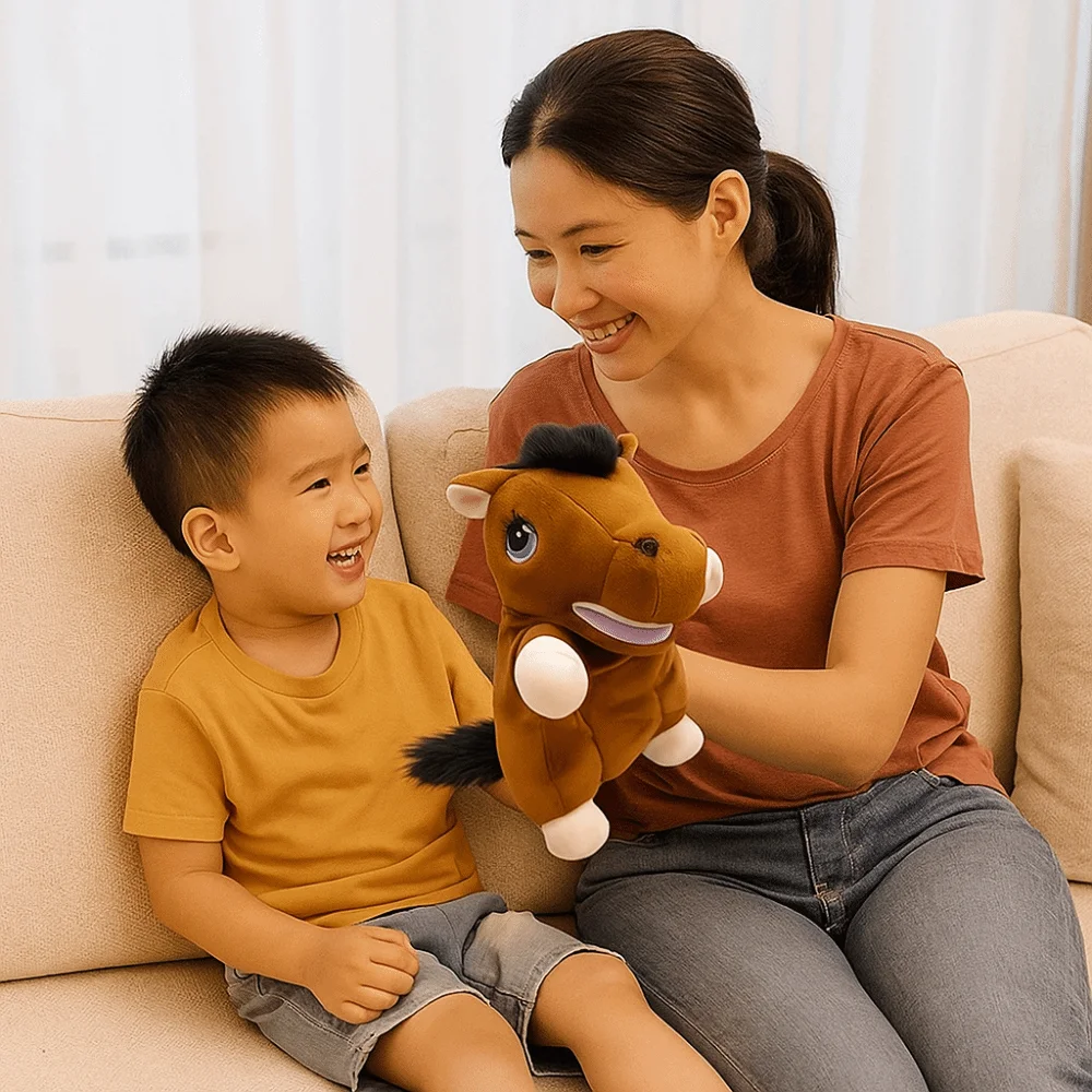 Horse Animal Little Horse Puppet Simulation Storytelling Stuffed Plush Horse Toys Early Education Soft Hand Finger Story Puppet
