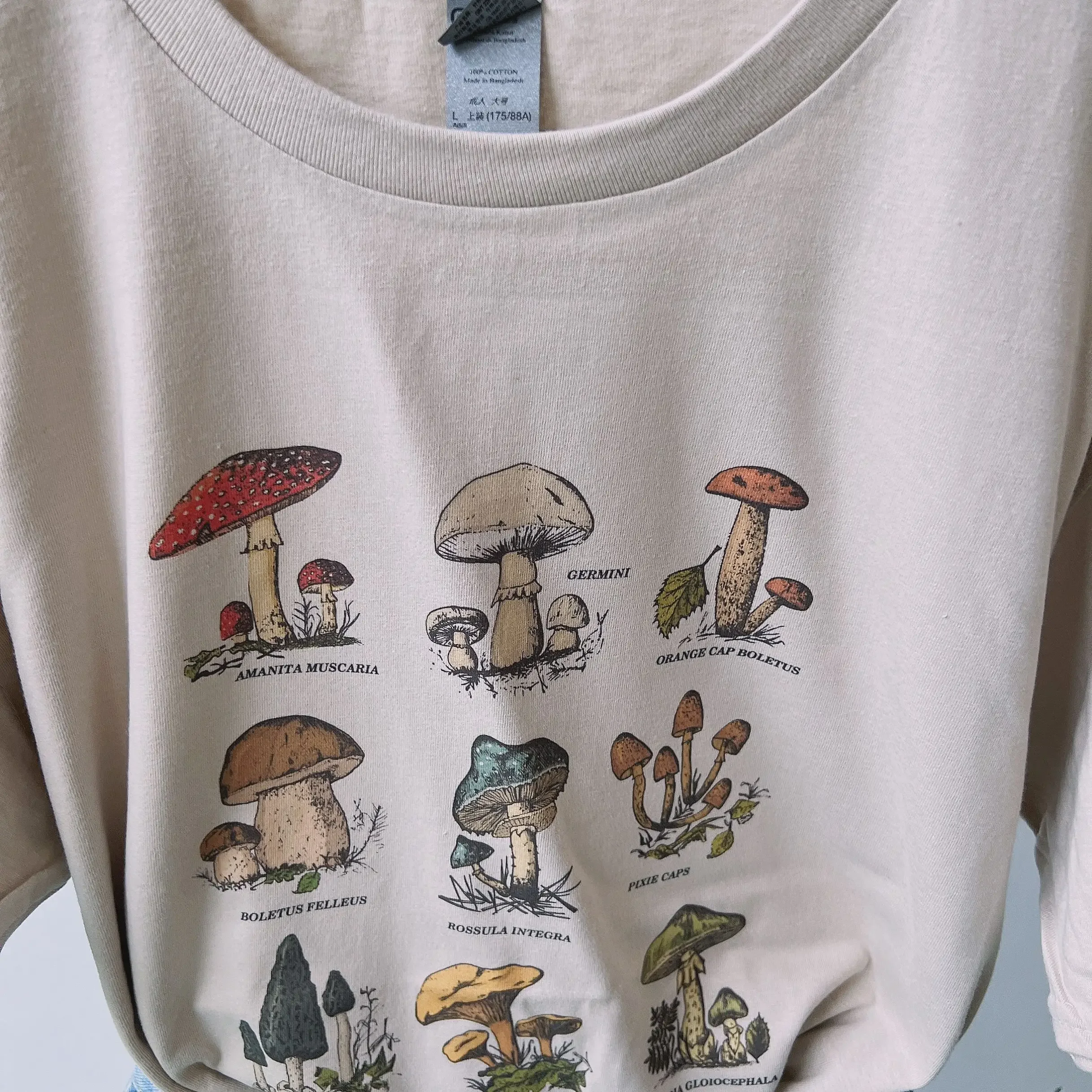 M001 Vintage Fashion Mushroom Special Print T Shirt Egirl Grunge Aesthetic Streetwear Graphic Tees Women T-shirts