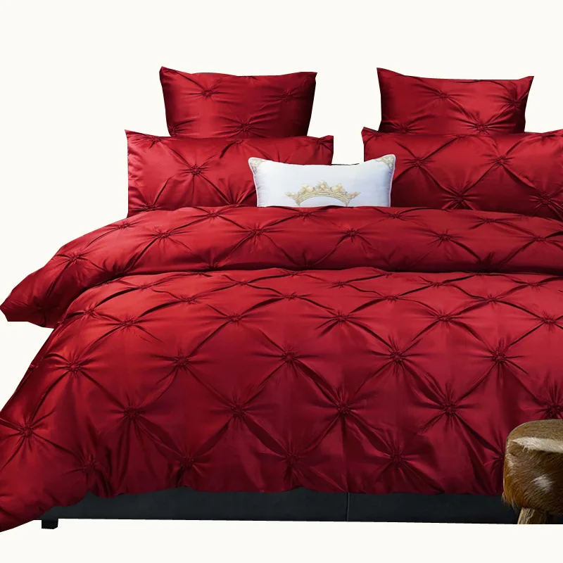 European cotton big red wedding four-piece set of satin wedding bedding new wedding