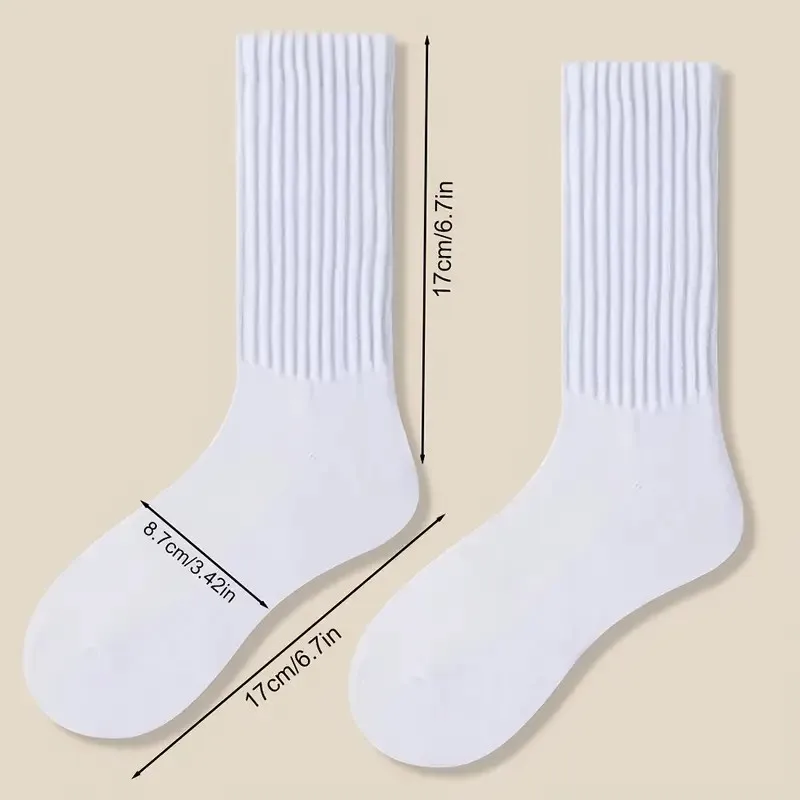 6 Pairs Women's Autumn Winter Mid-Calf Socks Fashionable Simple Solid Color Warm Comfortable Casual Stacked Knitted Socks image 4
