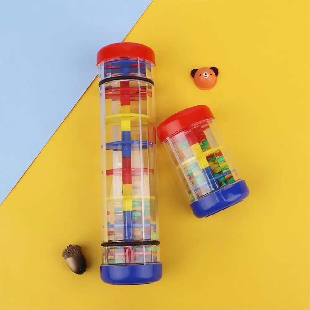 Giocattolo educativo per l'apprendimento del tempo della sabbia Strumento educativo Rainmaker Rain Stick Giocattolo musicale Clessidra arcobaleno Rainstick