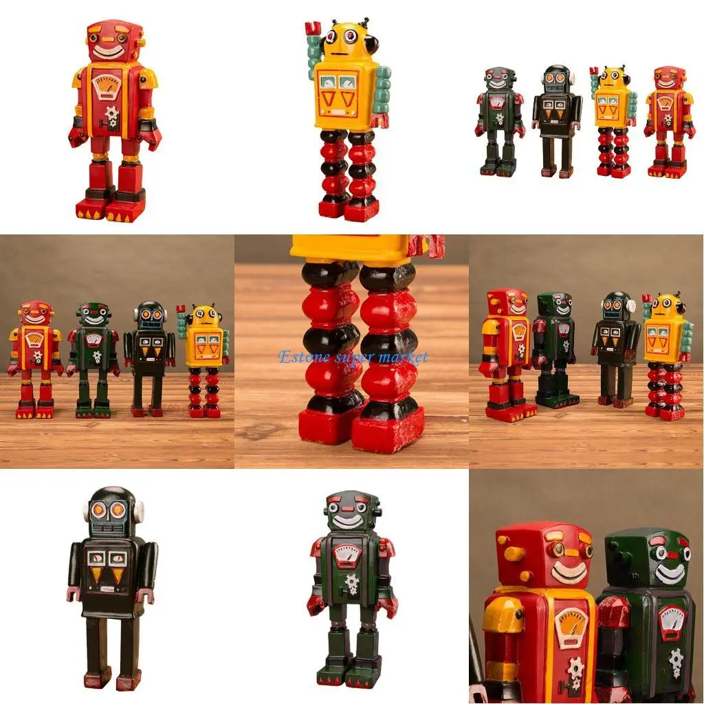 

090B Tin Vintage Robot Metal 3D Crafts Vintage Christmas Indoor Figurines