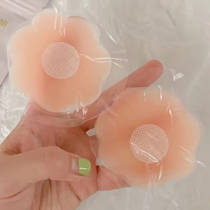 1-50 pares de pétalos de silicona invisibles reutilizables para mujer, cubrepezones autoadhesivos sin tirantes ni espalda, tipo sujetador.