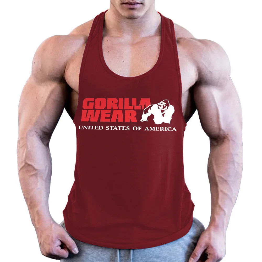 

Men Gym Clothing Bodybuilding Muscle High quality Vest Mens Fitness Quick Drying Sweat-absorbent Sports Training Print Two-Color