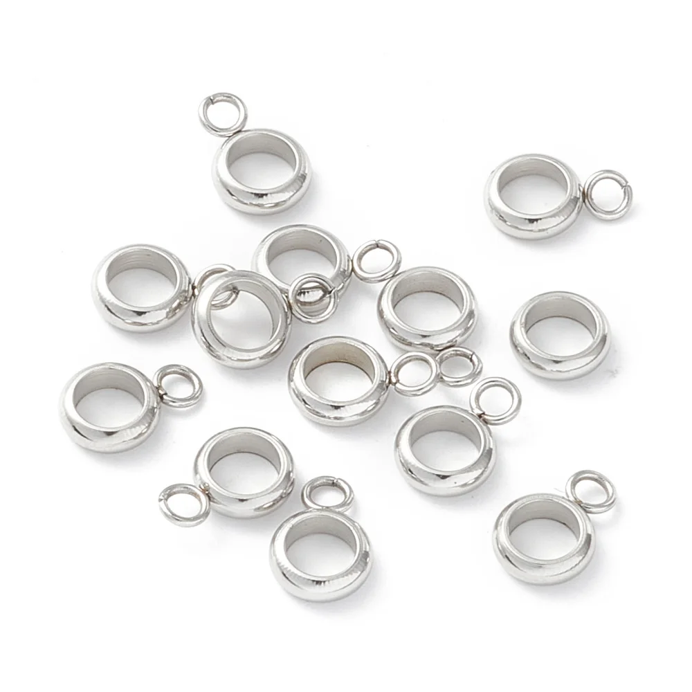 

200pcs 201 Stainless Steel Tube Bails Round Bail Beads for DIY bracelet necklace earring Hanger Links Connectors accessories