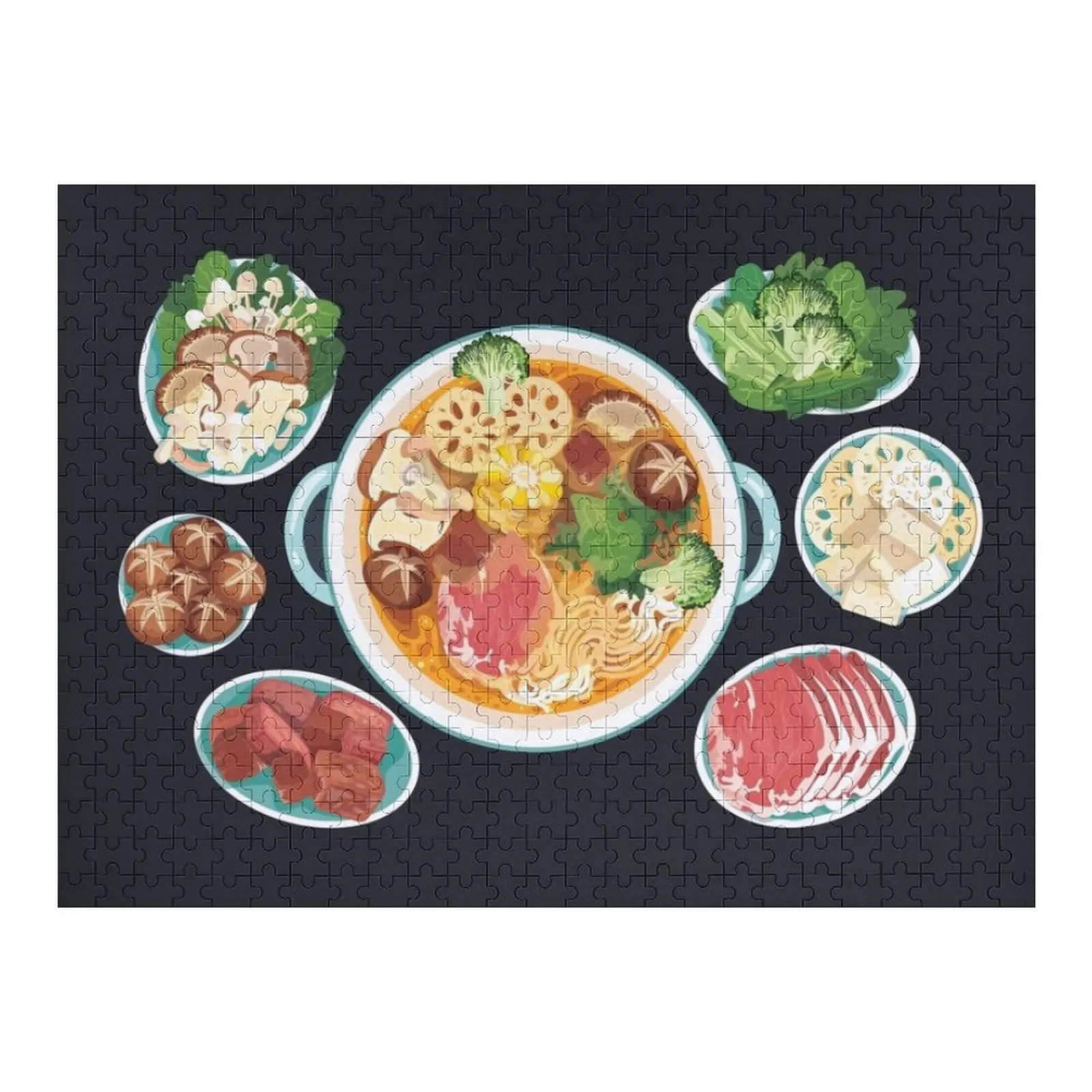 أحجية الصور المقطوعة ذات الوعاء الساخن الآسيوي، هدايا مخصصة من الخشب المخصص للأطفال، لغز الذكاء