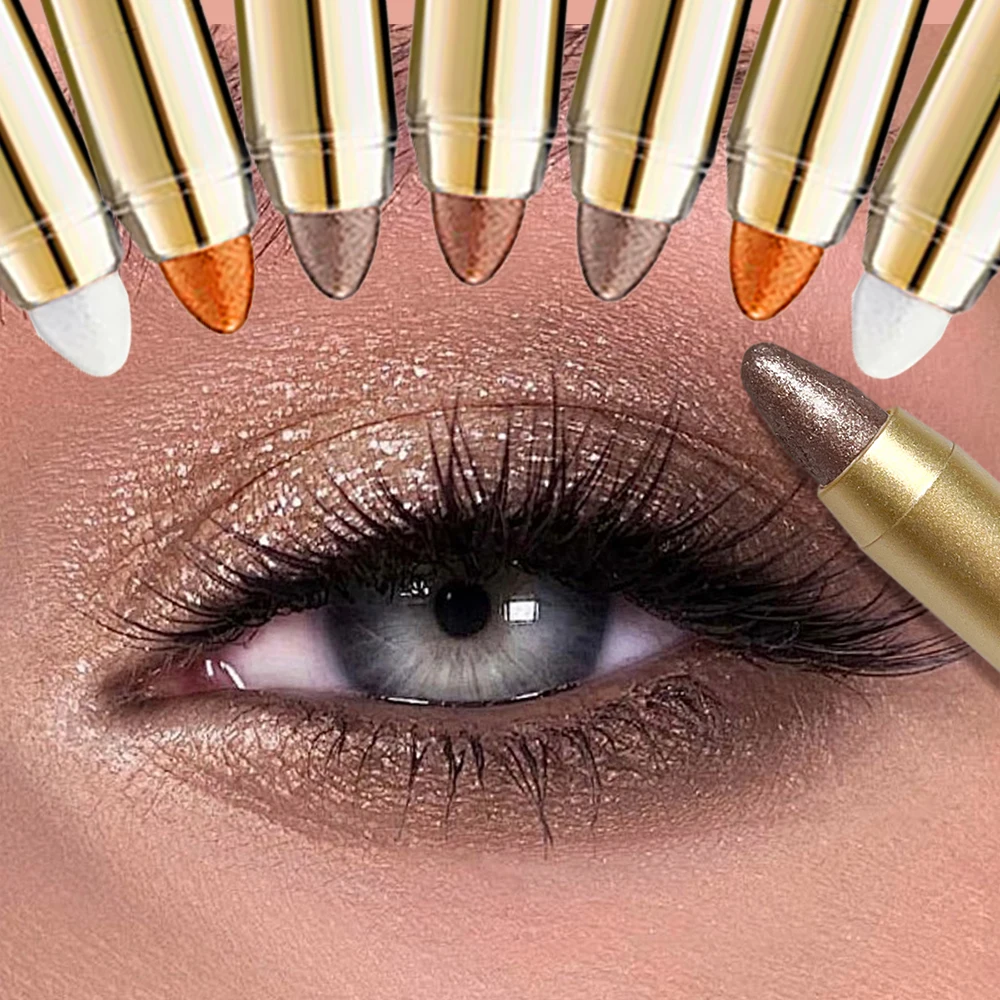 2 in 1 パールアイシャドウリップスティックペンシル 防水グリッターマットアイシャドウメイクアップ 高発色アイシャドウ（アイリッドアンダークリース用）