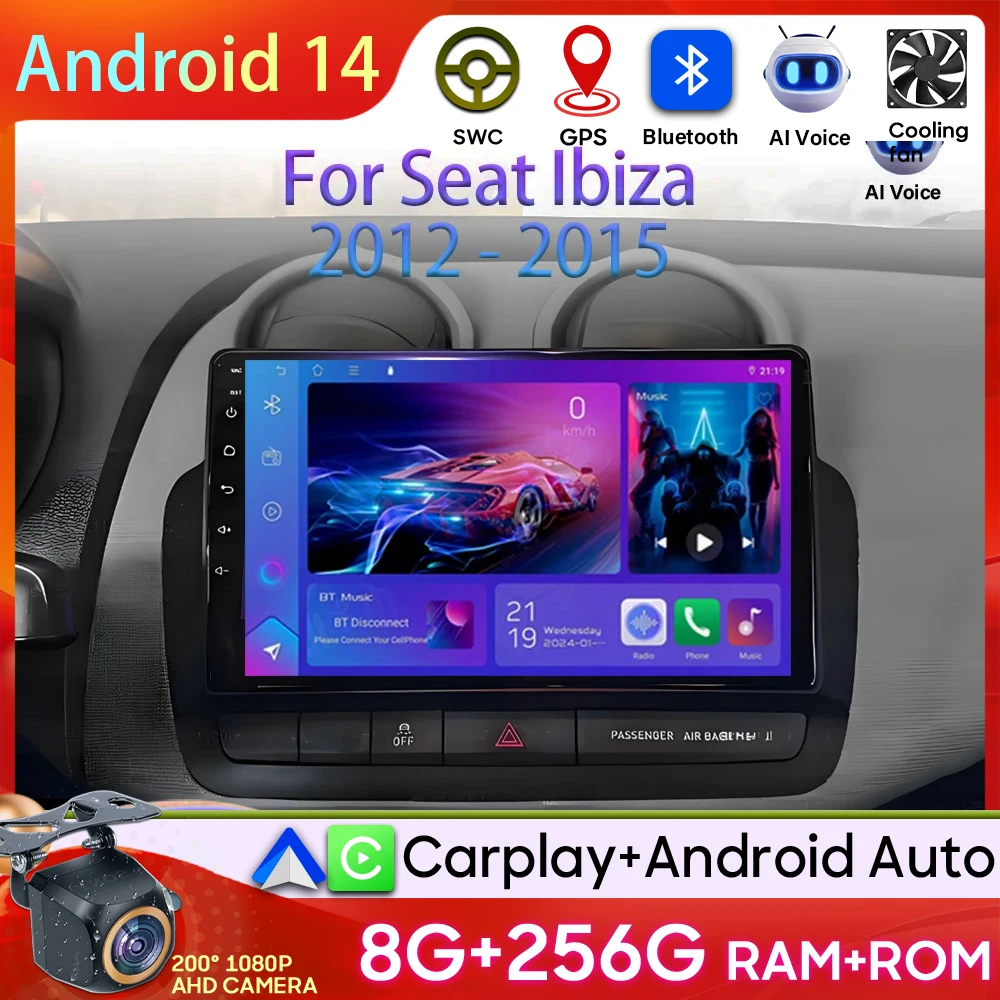 

Автомобильный радиоприемник Android Auto для Seat Ibiza 2012-2015 Стерео Carplay GPS Видео без монитора 2din 4G Wi-Fi Автомобильный монитор Авторадио 2k DVD