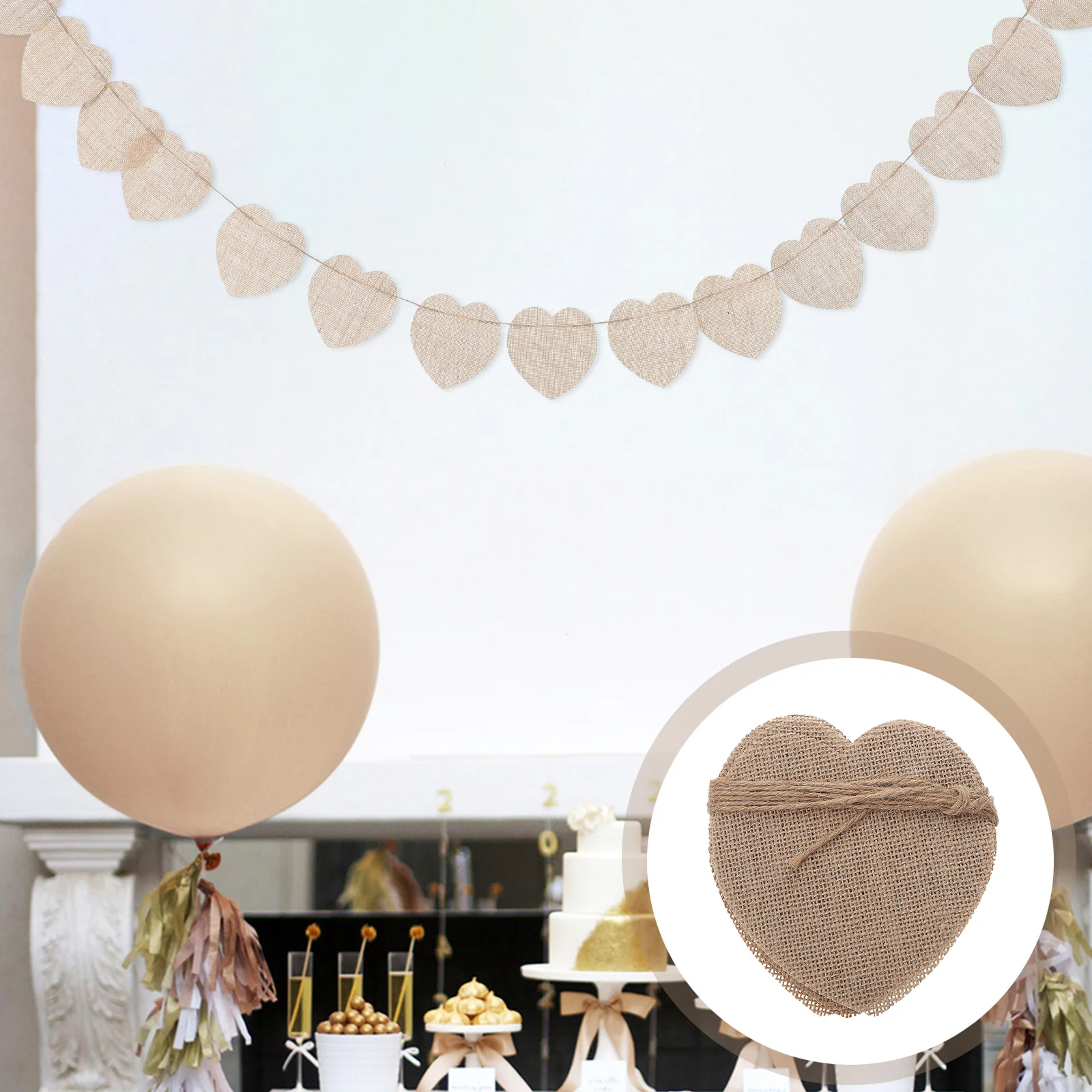 

4M Diy Heart Shape Burlap Banner Blank Garland For Wedding Baby Shower Christmas Party Decor Outdoor Indoor Use Heart