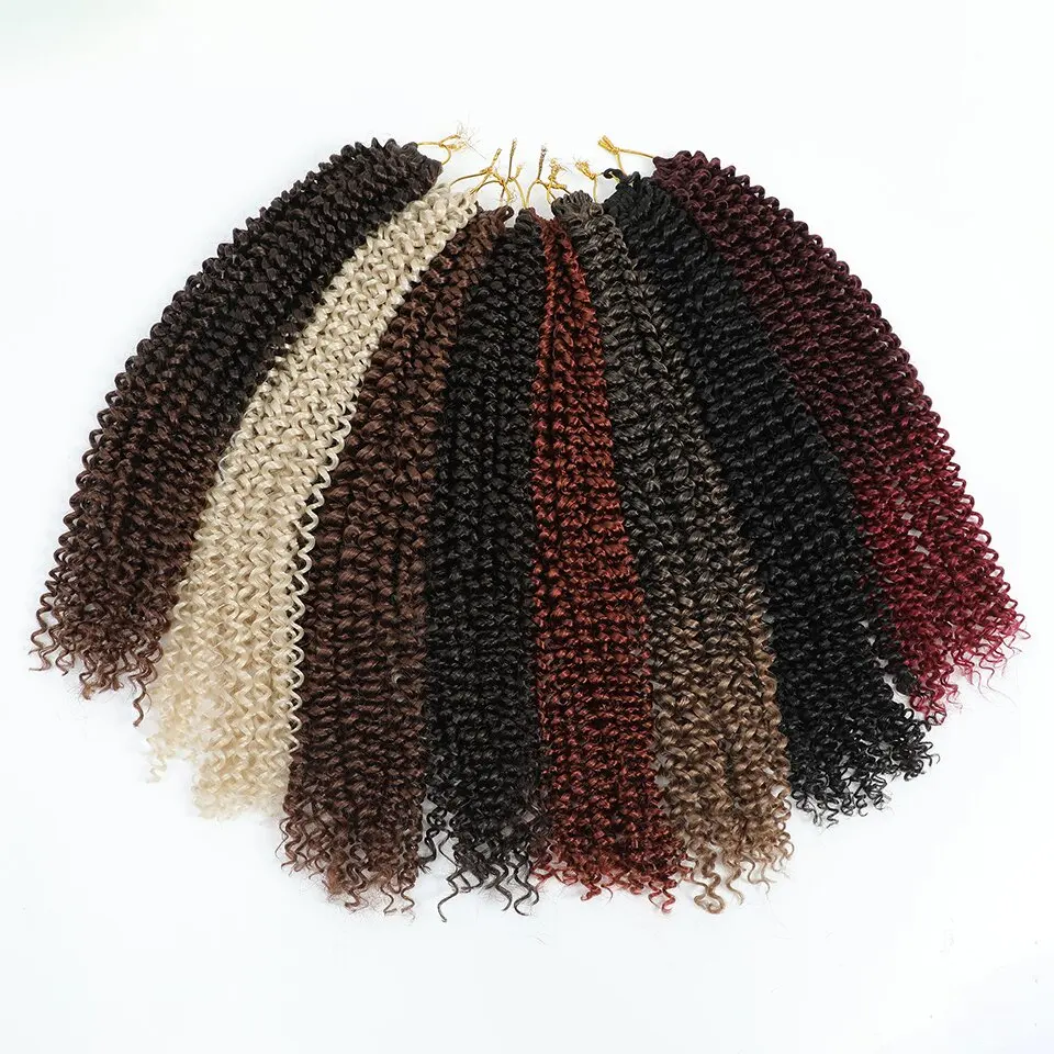 Twist Crochet Hair para mulheres negras, onda de água, tranças sintéticas, 22 ", Afro, Kinky, Ombre, Brown, tranças de crochê para mulheres negras