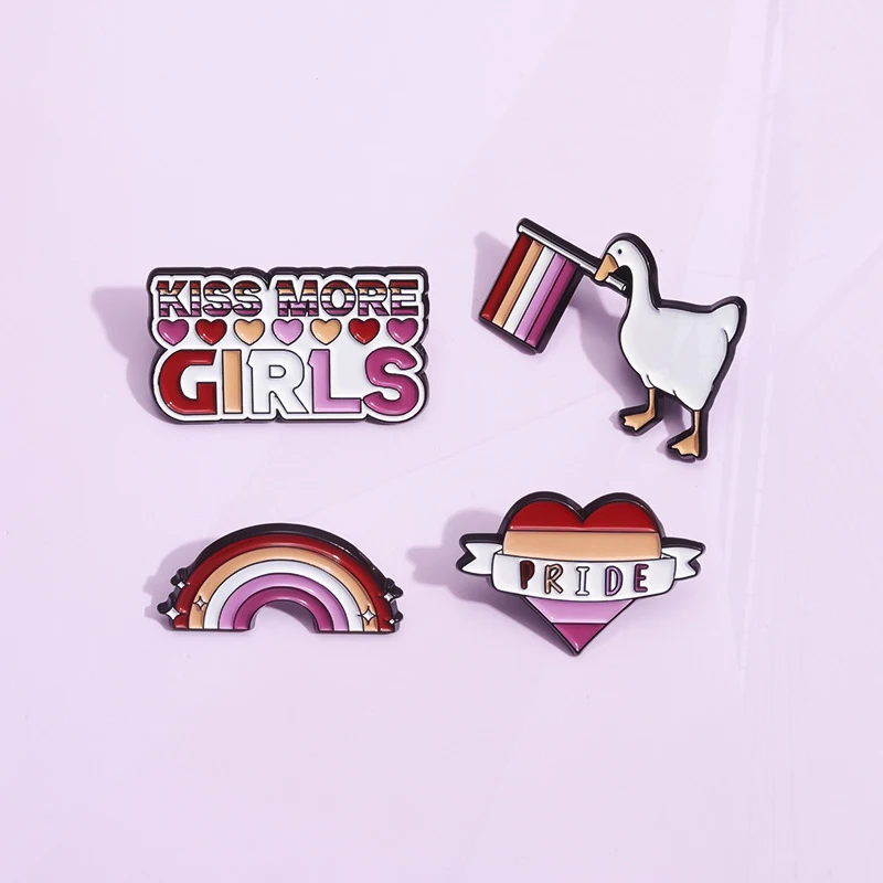 Heart Girls Lover Butterfly Flag Duck Shake CD Dove Madness Rose Money Badge Punk Pins Jewelry Rainbow Letter Enamel Pin Pride