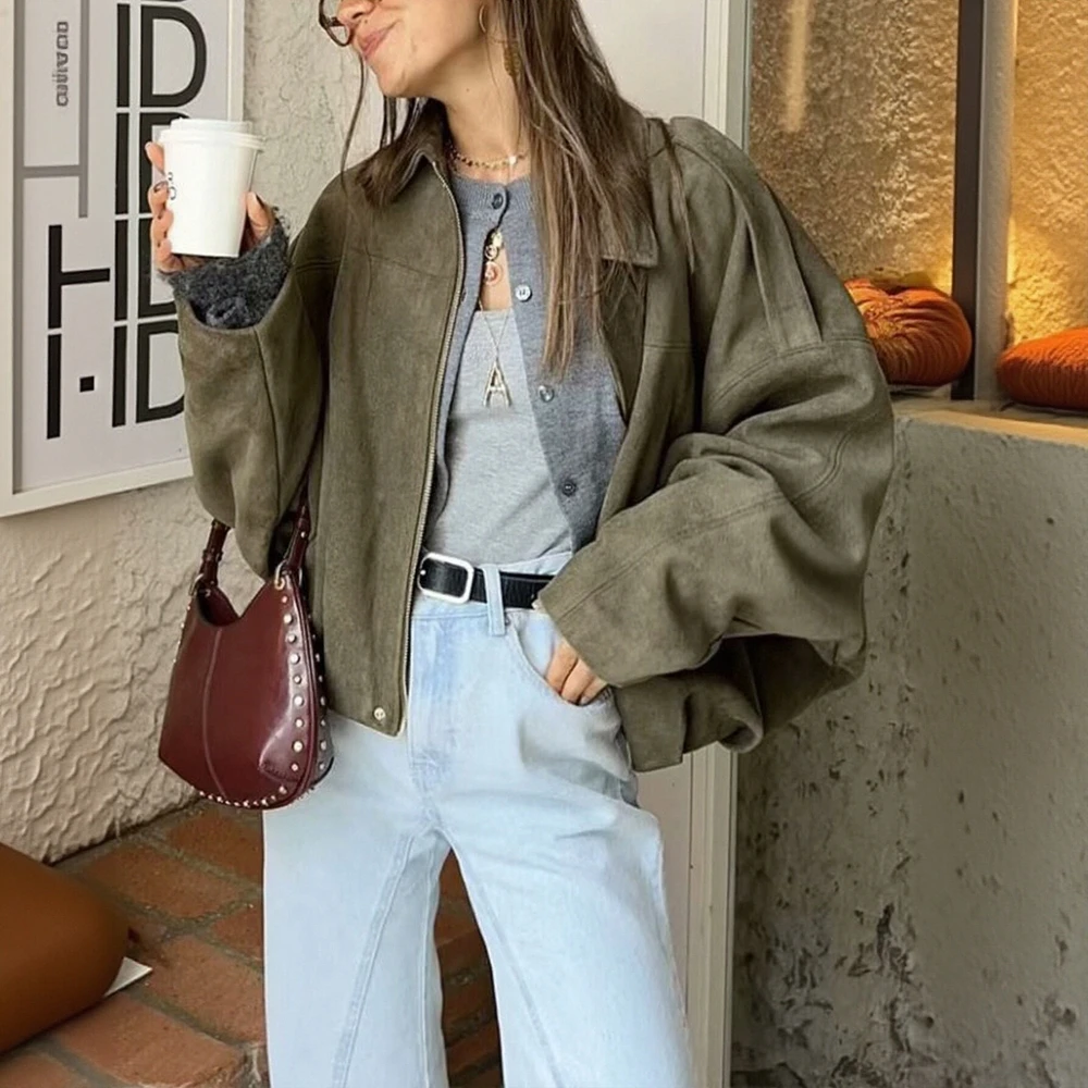 

Women's Long Sleeve Lightweight Jacket Autumn Winter Fashion Korean Style Elegant Chic Plain Lapel Casual Outerwear